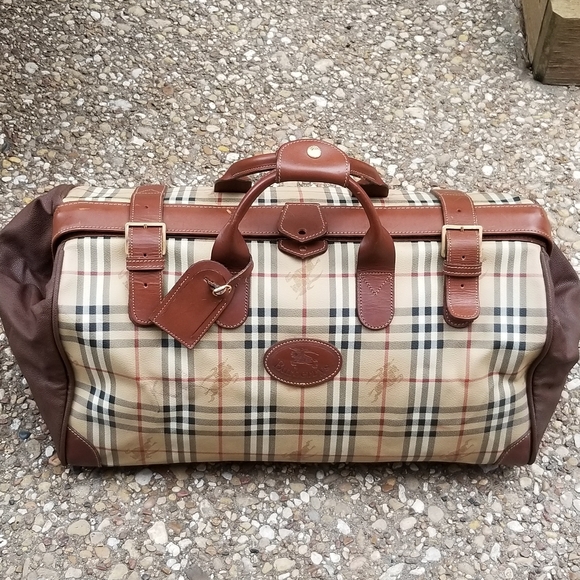 Rare Vintage Burberry Haymarket Gentleman Doctor style boston Travel Duffle bag - Picture 8 of 16